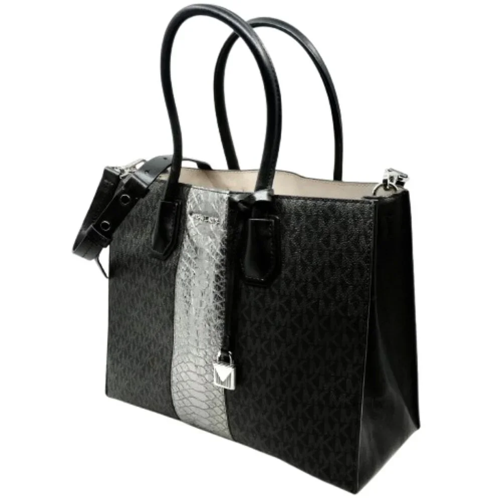Michael Kors~Mercer Large Convertible Tote~Signature Leather 3 Compartment Bag